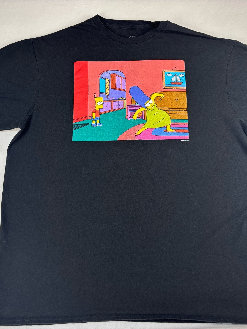 MAD Engine Black Tee with Neon Cartoon Scene